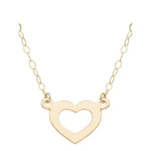 14kt Yellow Gold Flat Heart Necklace 18" Chain